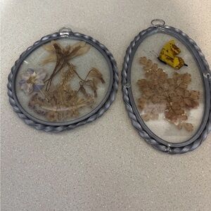 Vintage Dried Pressed Flowers - Butterfly Pewter Frame  By Lasting Impressions